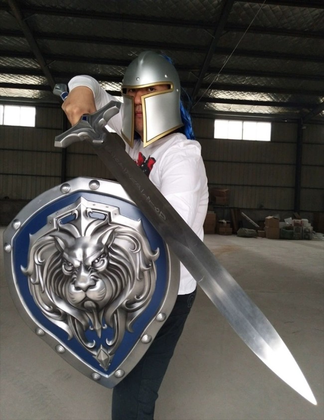 Stormwind City Soldier Sword shield spear helmet 1:1 Cosplay World of Warcraft