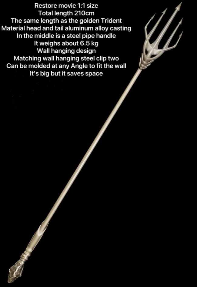 HCMY Aquaman Trident Silver Version 1:1 Scale Aquaman Cosplay Collection 83''