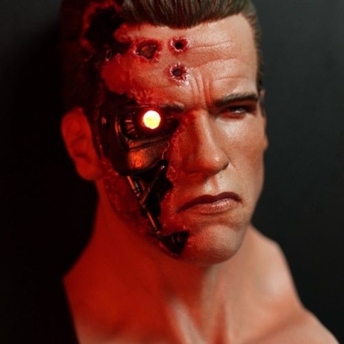 In stock 3109 Studio Puzzle The Terminator  T800  Arnold Schwarzenegger 1/4 head carved fridge magnet Resin statue Figure Collection Gift 