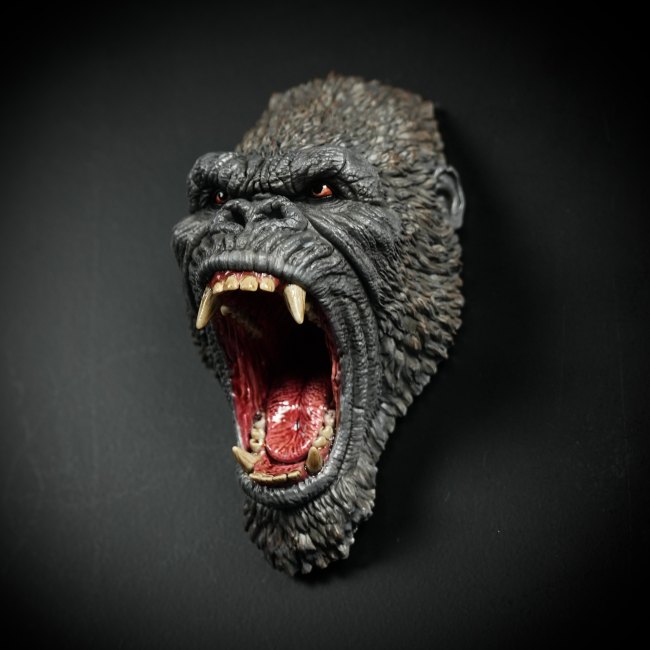 In stock 3109 Studio PuzzleKing King Kong Godzilla head carved fridge magnet Resin statue Figure Collection Gift