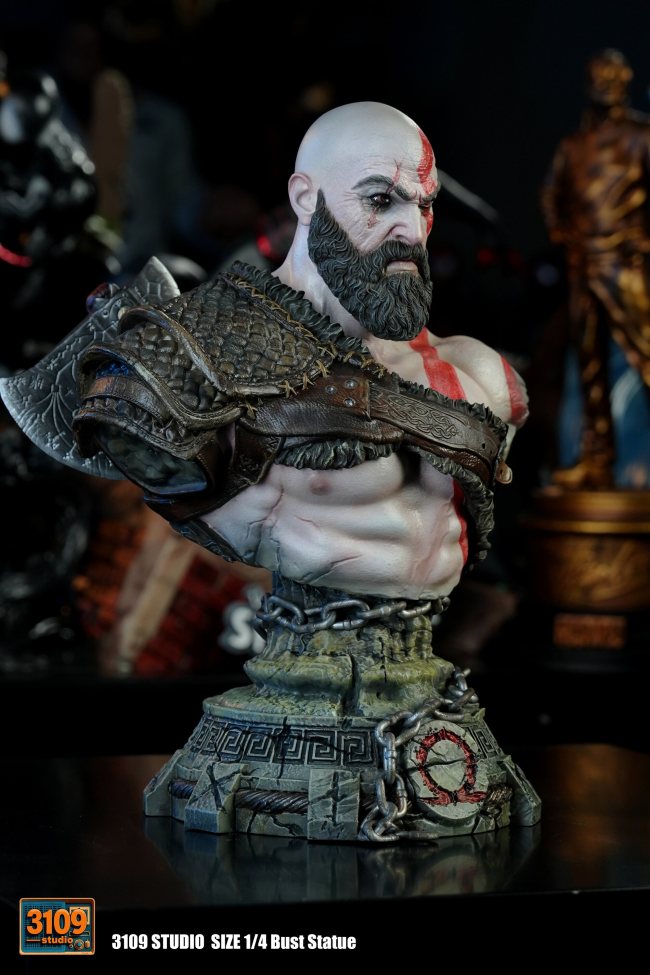 3109 Studio God of War Kratos 1/4 Scale Bust Statue Resin GK Figure Model