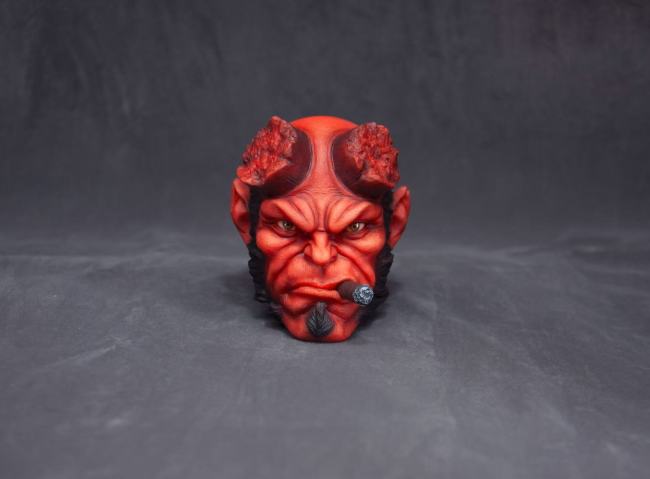 Handmade Custom Hellboy Head Sculpture Fridge Magnet Resin Kitchen Decor Collectible Gift