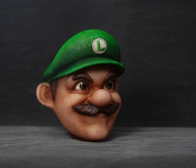 Handmade Custom Super Mario Mario Luigi Head Sculpture Fridge Magnet Resin Kitchen Decor Collectible Gift