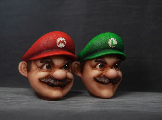 Handmade Custom Super Mario Mario Luigi Head Sculpture Fridge Magnet Resin Kitchen Decor Collectible Gift
