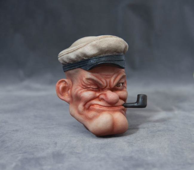 Handmade Custom Popeye Head Sculpture Fridge Magnet Resin Kitchen Decor Collectible Gift
