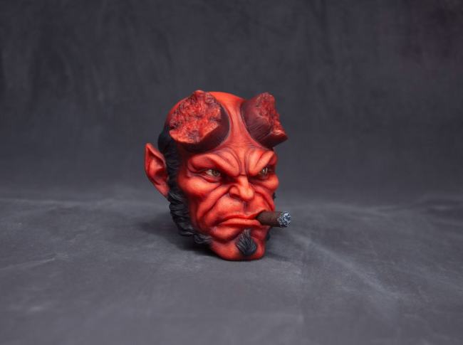 Handmade Custom Hellboy Head Sculpture Fridge Magnet Resin Kitchen Decor Collectible Gift