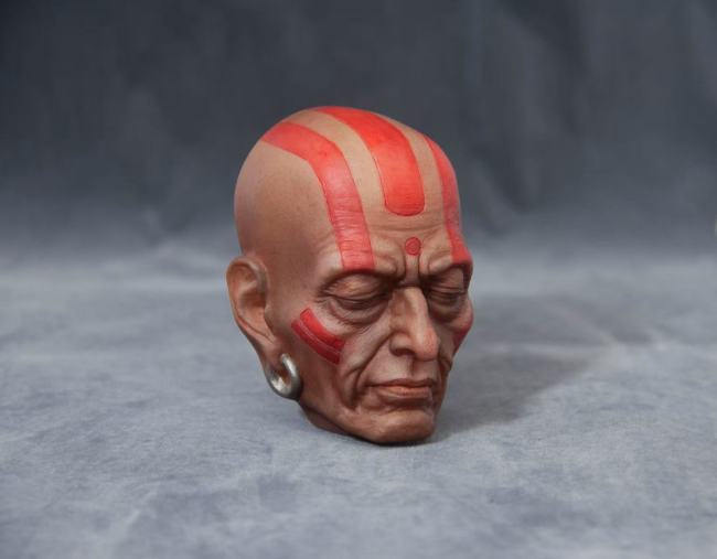 Handmade Custom Street Fighter Dhalsim Head Sculpture Fridge Magnet Resin Kitchen Decor Collectible Gift