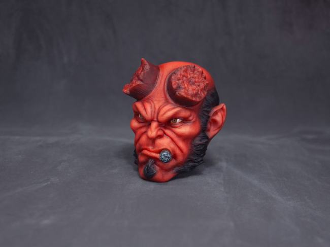 Handmade Custom Hellboy Head Sculpture Fridge Magnet Resin Kitchen Decor Collectible Gift