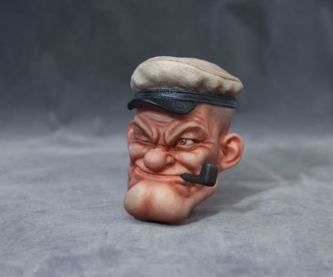 Handmade Custom Popeye Head Sculpture Fridge Magnet Resin Kitchen Decor Collectible Gift