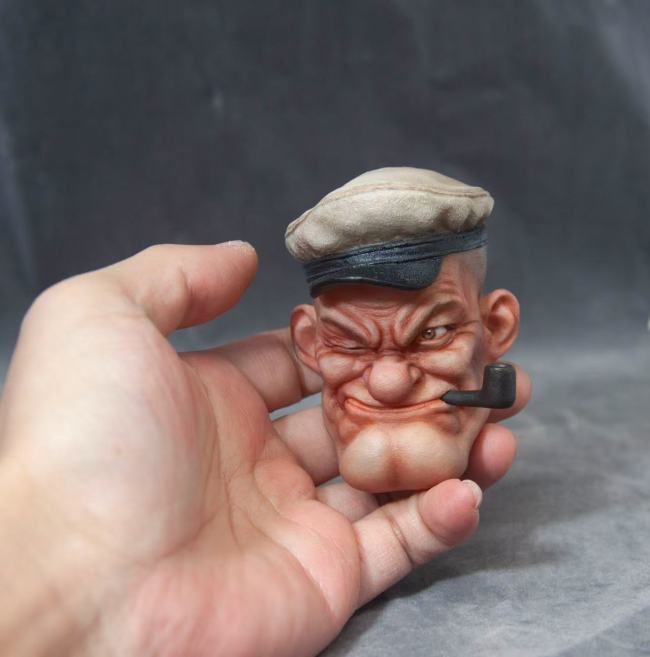 Handmade Custom Popeye Head Sculpture Fridge Magnet Resin Kitchen Decor Collectible Gift