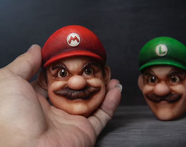 Handmade Custom Super Mario Mario Luigi Head Sculpture Fridge Magnet Resin Kitchen Decor Collectible Gift