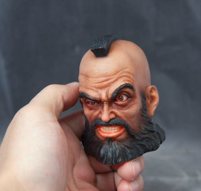 Handmade Custom Street Fighter Zangief Head Sculpture Fridge Magnet Resin Kitchen Decor Collectible Gift