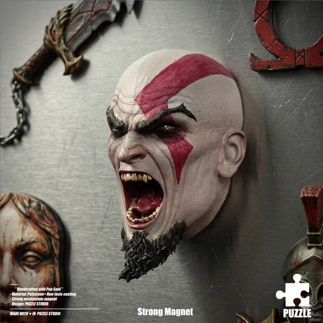 Pre-sale Puzzle Studio God of War Kratos Fridge Magnet Dragon Ball Resin Statue Figure Collection Gift