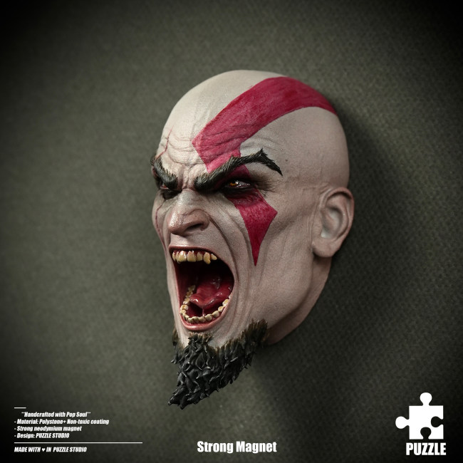Pre-sale Puzzle Studio God of War Kratos Fridge Magnet Dragon Ball Resin Statue Figure Collection Gift