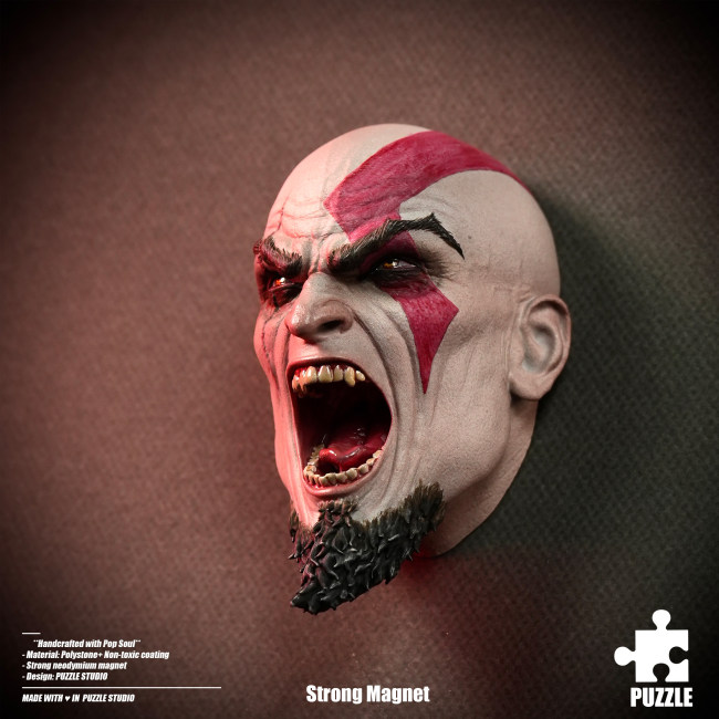 Pre-sale Puzzle Studio God of War Kratos Fridge Magnet Dragon Ball Resin Statue Figure Collection Gift