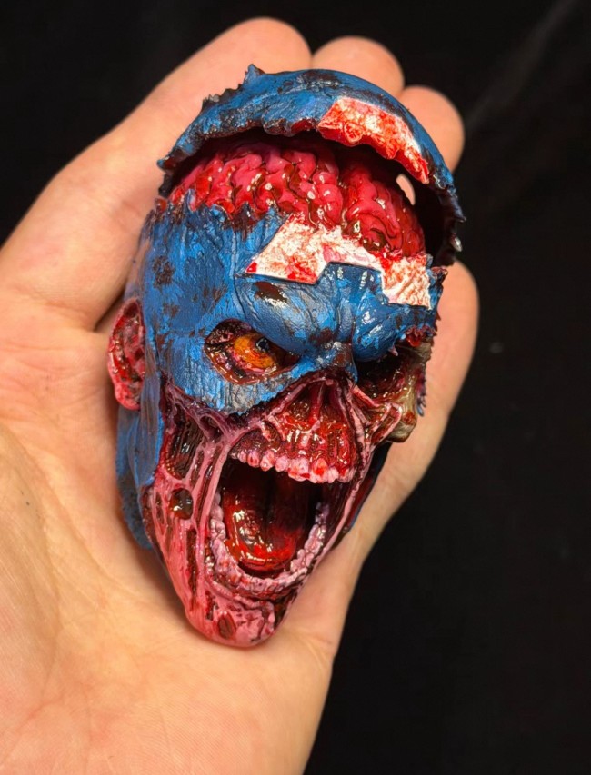 Handmade Custom Zombie Captain America Fridge Magnet Resin Kitchen Decor Collectible Gift