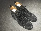 hristian Louboutin Studded Louis Black Leather Sneakers