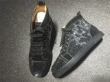 hristian Louboutin Studded Louis Black Leather Sneakers