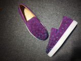 red bottoms for men sneakers Christian Louboutin Flat Purple Suede Strass Boat shoes