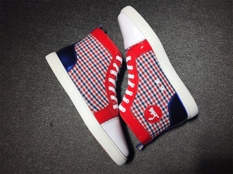 blue red bottom sneakers