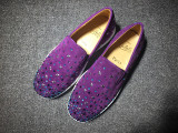 red bottoms for men sneakers Christian Louboutin Flat Purple Suede Strass Boat shoes