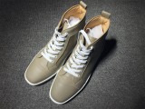 red bottom boots for men Christian Louboutin Leather High Top Sneakers