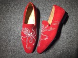 louboutins men Christian Louboutin Loafer Red Suede With Strass Men Shoes