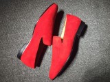 red bottoms male shoes Christian Louboutin Loafer Red Suede Men Shoes