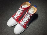 christian louboutin for men red blue stripe canvas high top sneakers
