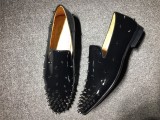 Red bottom man shoe Christian Louboutin Loafer Black Patent With Spikes Men Shoes