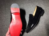 Red bottom man shoe Christian Louboutin Loafer Black Patent With Spikes Men Shoes