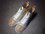 Louboutin for man sneakers Christian Louboutin Gold Spikes Strass Flat Men Shoes