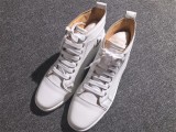 Christian Louboutin High Top Flats White Leather Men Sneakers
