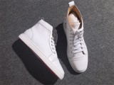 Christian Louboutin High Top Flats White Leather Men Sneakers