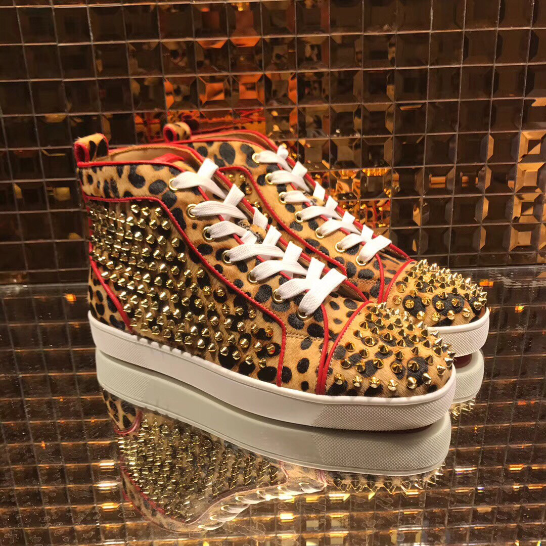 red bottom shoes for men - Christian Louboutin High Top Leopard Print ...