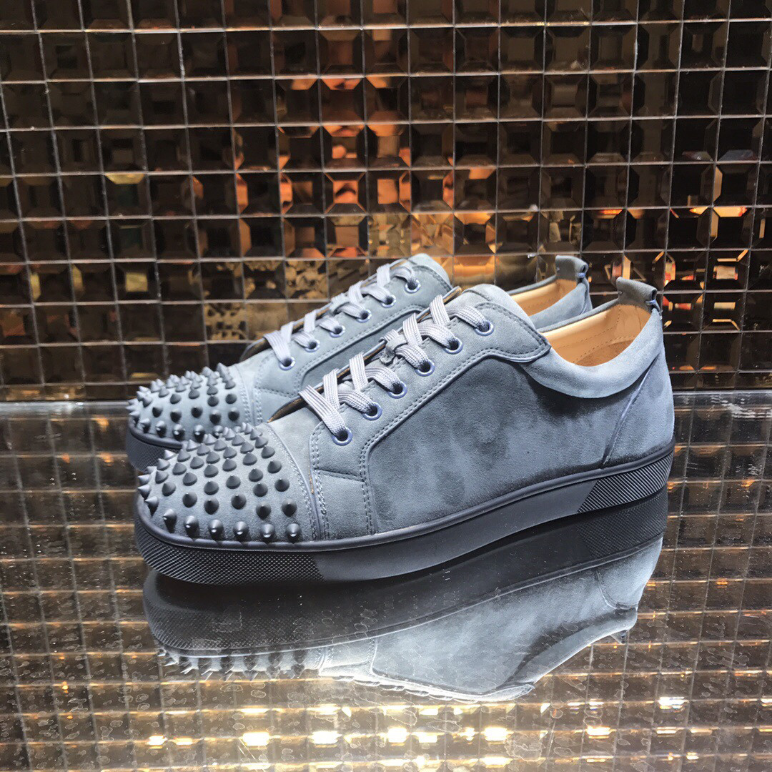 christian louboutin grey suede sneakers