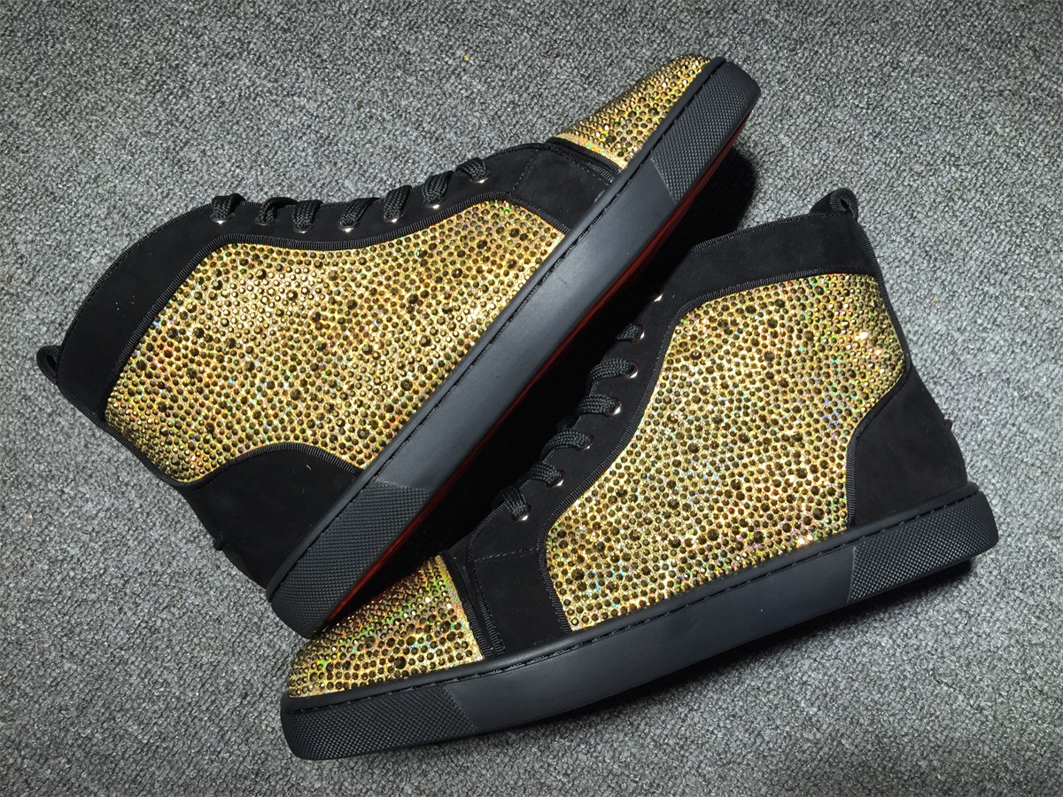 gold and black louboutins