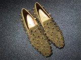 loafers for men Christian Louboutin Loafer Gold Spikes Men Shoes