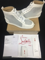 Christian Louboutin White Leather With Net High Top Flats Men Sneakers