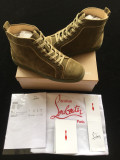 Christian Louboutin Army Green Suede High Top Flats Men Sneakers