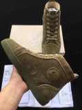 Christian Louboutin Army Green Suede High Top Flats Men Sneakers