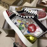 Christian Louboutin High Top Silver Spikes Men Shoes Lou Spikes Woman Flat