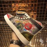 Christian Louboutin High Top Silver Spikes Men Shoes Lou Spikes Woman Flat