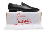 Christian Louboutin Black Leather Loafer Men Shoes