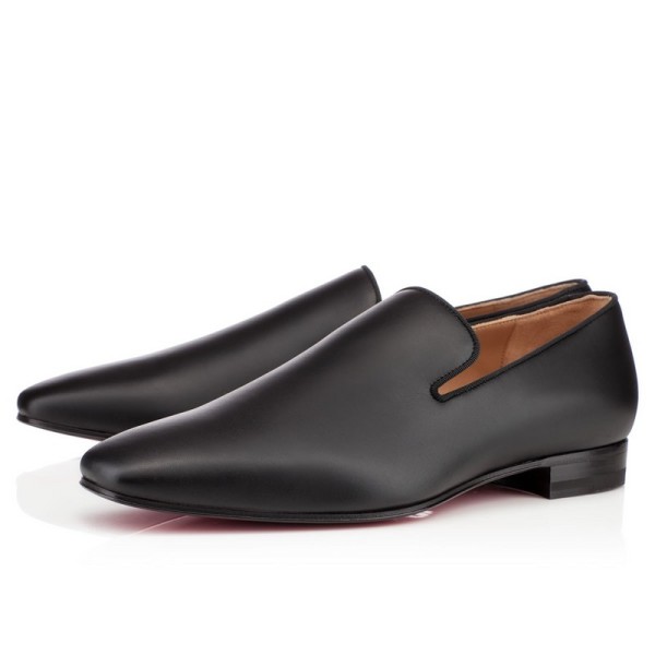 Christian Louboutin Black Leather Loafer Men Shoes