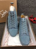 Christian Louboutin Light Blue High Top Spikes Flats Men Sneakers