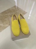Louboutin For Man Sneakers Christian Louboutin Flat Yellow Suede Spike Boat Shoes
