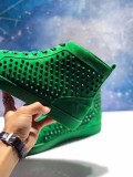 Christian Louboutin Green Suede High Top Spikes Flats Men Sneakers