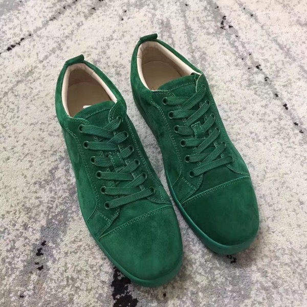 Christian Louboutin Sneaker Low Top Junior Green Suede Shoes