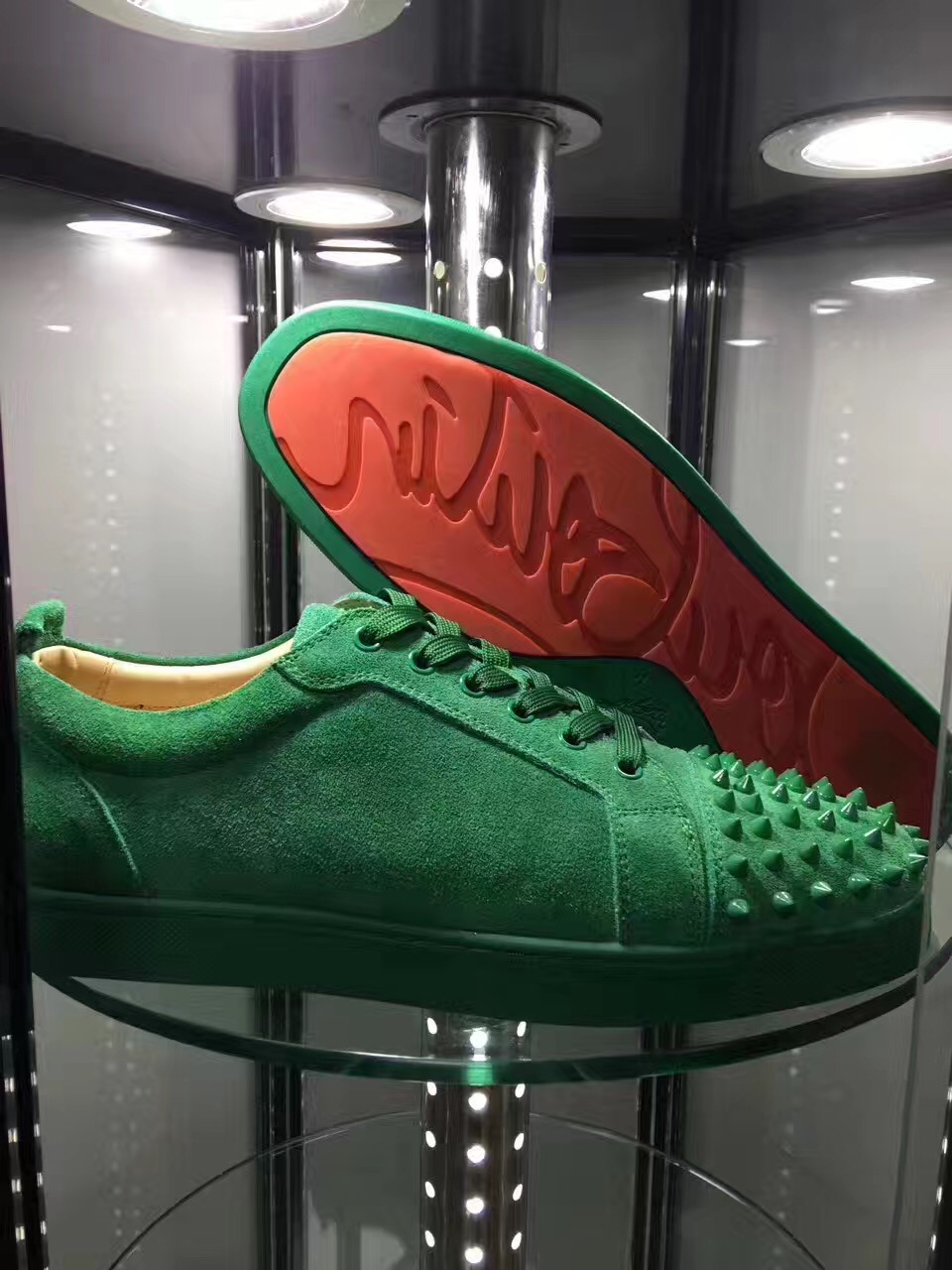 Top Junior Green Suede Spikes Shoes 
